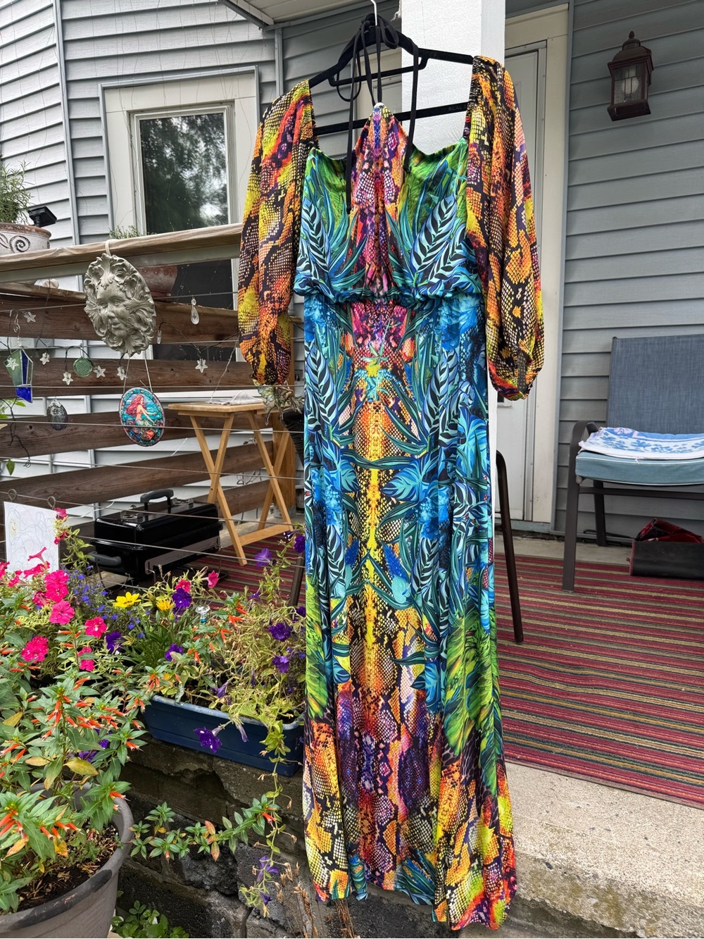 VENUS Multicolor Tropical Print Maxi Dress with Blue & Green Accents - Picture 2 of 5
